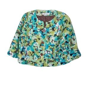 Harve Benard Hampton Print Jacket Women Size PL NWT 3/4 Sleeve